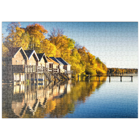 puzzleplate Ammersee - Bootshäuser in Stegen - Bayern 500 Puzzle