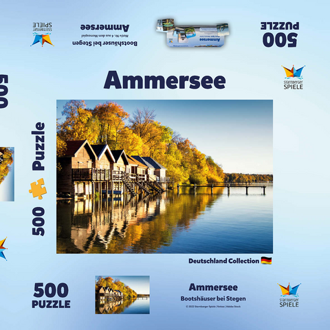 Ammersee - Bootshäuser in Stegen - Bayern 500 Puzzle Schachtel 3D Modell