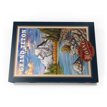 Grand Teton National Park - Grizzly Bear Hug, Vintage Travel Poster 1000 Puzzle Schachtel Ansicht3