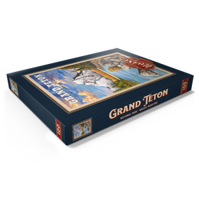 Darstellung des Puzzle Motivs Grand Teton National Park - Grizzly Bear Hug, Vintage Travel Poster - Puzzleteile: 100