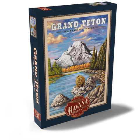 Grand Teton National Park - Grizzly Bear Hug, Vintage Travel Poster 500 Puzzle Schachtel Ansicht2