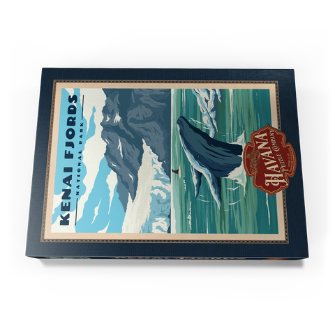 Kenai Fjords National Park - Whale's Haven in Nature, Vintage Travel Poster 1000 Puzzle Schachtel Ansicht3