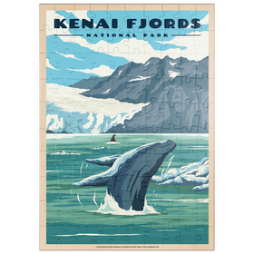 Darstellung des Puzzle Motivs Kenai Fjords National Park - Whale's Haven in Nature, Vintage Travel Poster - Puzzleteile: 100