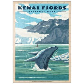 Darstellung des Puzzle Motivs Kenai Fjords National Park - Whale's Haven in Nature, Vintage Travel Poster - Puzzleteile: 200