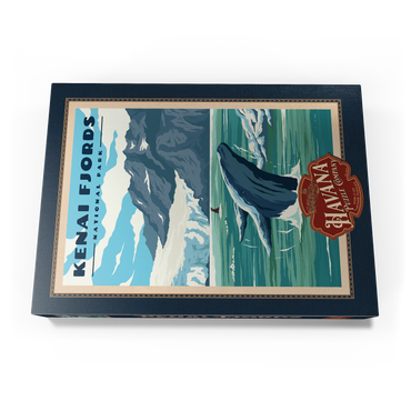 Kenai Fjords National Park - Whale's Haven in Nature, Vintage Travel Poster 500 Puzzle Schachtel Ansicht3