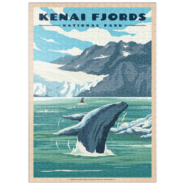 puzzleplate Kenai Fjords National Park - Whale's Haven in Nature, Vintage Travel Poster 500 Puzzle