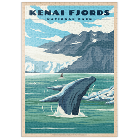 Darstellung des Puzzle Motivs Kenai Fjords National Park - Whale's Haven in Nature, Vintage Travel Poster - Puzzleteile: 500