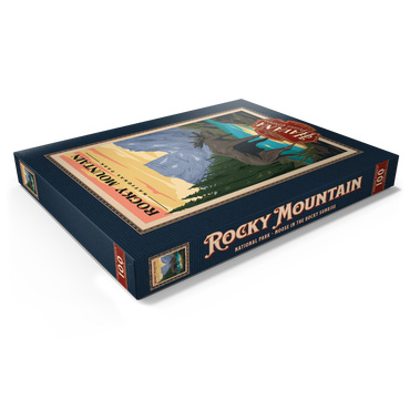 Rocky Mountain National Park - Moose in the Rocky Sunrise, Vintage Travel Poster 100 Puzzle Schachtel Ansicht1