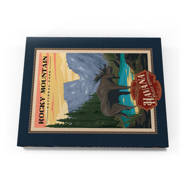Rocky Mountain National Park - Moose in the Rocky Sunrise, Vintage Travel Poster 100 Puzzle Schachtel Ansicht3