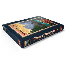 Alternative Darstellung des Puzzle-Motivs Rocky Mountain National Park - Moose in the Rocky Sunrise, Vintage Travel Poster – Puzzleteile: 200