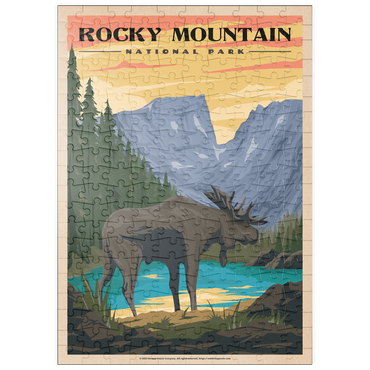 puzzleplate Rocky Mountain National Park - Moose in the Rocky Sunrise, Vintage Travel Poster 200 Puzzle