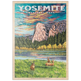 Darstellung des Puzzle-Motivs Yosemite National Park - The Grand View of El Capitan, Vintage Travel Poster – Puzzleteile: 200