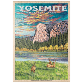 Darstellung des Puzzle Motivs Yosemite National Park - The Grand View of El Capitan, Vintage Travel Poster - Puzzleteile: 500