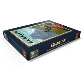 Darstellung des Puzzle Motivs Glacier National Park - Where the Bighorn Sheep Roam, Vintage Travel Poster - Puzzleteile: 100