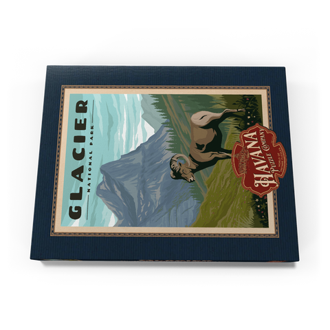 Glacier National Park - Where the Bighorn Sheep Roam, Vintage Travel Poster 100 Puzzle Schachtel Ansicht3