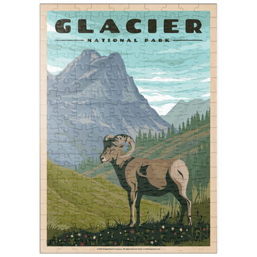 puzzleplate Glacier National Park - Where the Bighorn Sheep Roam, Vintage Travel Poster 200 Puzzle