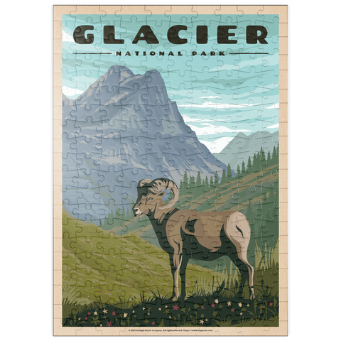 puzzleplate Glacier National Park - Where the Bighorn Sheep Roam, Vintage Travel Poster 200 Puzzle