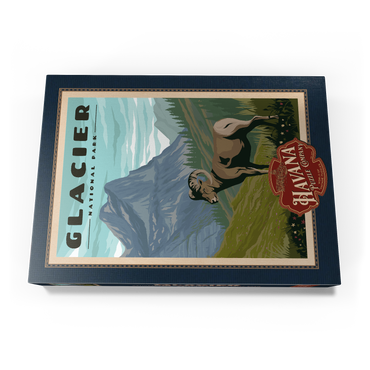 Glacier National Park - Where the Bighorn Sheep Roam, Vintage Travel Poster 500 Puzzle Schachtel Ansicht3