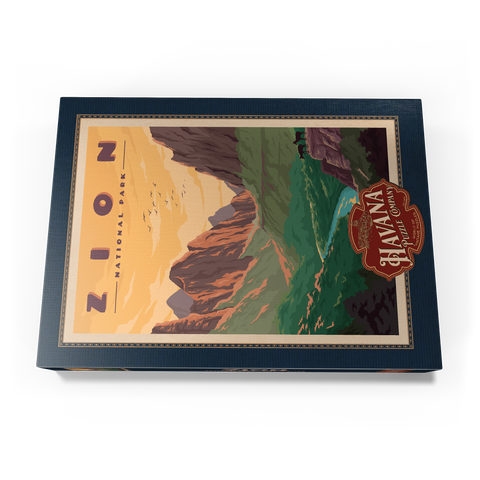 Zion National Park - Virgin River, Vintage Travel Poster 1000 Puzzle Schachtel Ansicht3