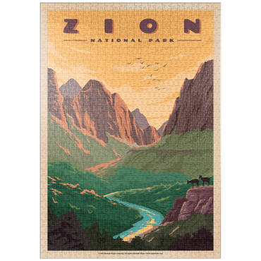 puzzleplate Zion National Park - Virgin River, Vintage Travel Poster 1000 Puzzle