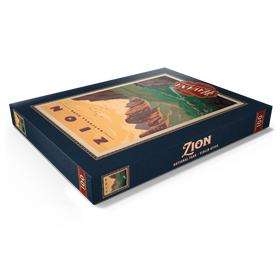Darstellung des Puzzle Motivs Zion National Park - Virgin River, Vintage Travel Poster - Puzzleteile: 100