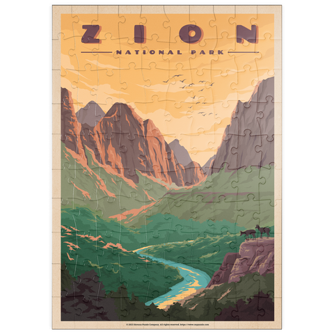 puzzleplate Zion National Park - Virgin River, Vintage Travel Poster 100 Puzzle