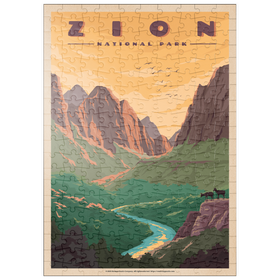 Darstellung des Puzzle-Motivs Zion National Park - Virgin River, Vintage Travel Poster – Puzzleteile: 200