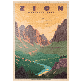 Darstellung des Puzzle-Motivs Zion National Park - Virgin River, Vintage Travel Poster – Puzzleteile: 500