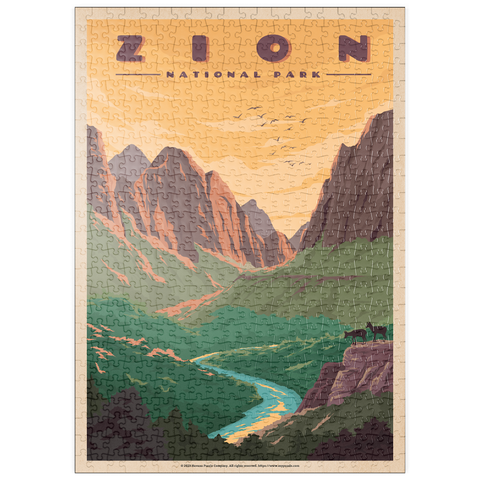 puzzleplate Zion National Park - Virgin River, Vintage Travel Poster 500 Puzzle