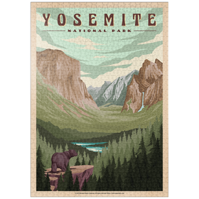 Darstellung des Puzzle-Motivs Yosemite National Park - Yosemite Valley, Vintage Travel Poster – Puzzleteile: 1000