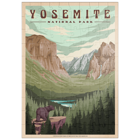 Darstellung des Puzzle Motivs Yosemite National Park - Yosemite Valley, Vintage Travel Poster - Puzzleteile: 100