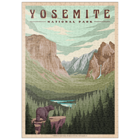 Darstellung des Puzzle-Motivs Yosemite National Park - Yosemite Valley, Vintage Travel Poster – Puzzleteile: 500