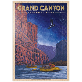 Darstellung des Puzzle-Motivs Grand Canyon National Park - Night Rafting, Vintage Travel Poster – Puzzleteile: 1000