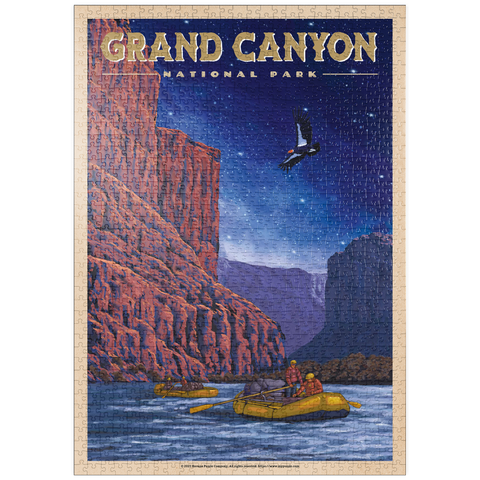 puzzleplate Grand Canyon National Park - Night Rafting, Vintage Travel Poster 1000 Puzzle