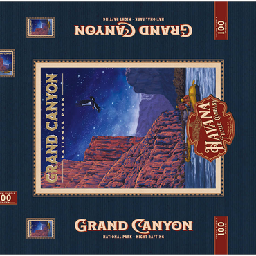 Grand Canyon National Park - Night Rafting, Vintage Travel Poster 100 Puzzle Schachtel 3D Modell