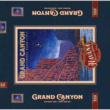 Grand Canyon National Park - Night Rafting, Vintage Travel Poster 200 Puzzle Schachtel 3D Modell