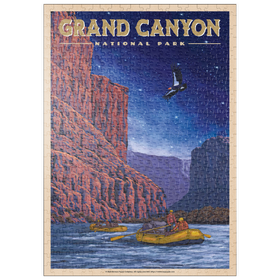 Darstellung des Puzzle Motivs Grand Canyon National Park - Night Rafting, Vintage Travel Poster - Puzzleteile: 500