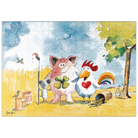Darstellung des Puzzle-Motivs With Ice - Heine Drei Freunde und ein Eis - Helme Heine – Puzzleteile: 200