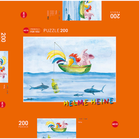 Fishing - Heine Drei Freunde beim Angeln - Helme Heine 200 Puzzle Schachtel 3D Modell