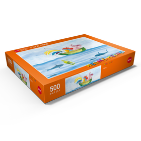 Alternative Darstellung des Puzzle-Motivs Fishing - Heine Drei Freunde beim Angeln - Helme Heine – Puzzleteile: 500