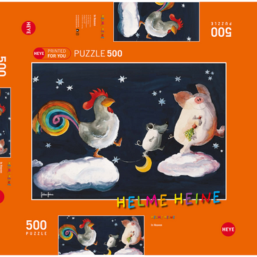 In Heven - Heine Drei Freunde im Himmel - Helme Heine 500 Puzzle Schachtel 3D Modell