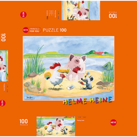 Playing Cards - Heine Drei Freunde beim Kartenspiel - Helme Heine 100 Puzzle Schachtel 3D Modell