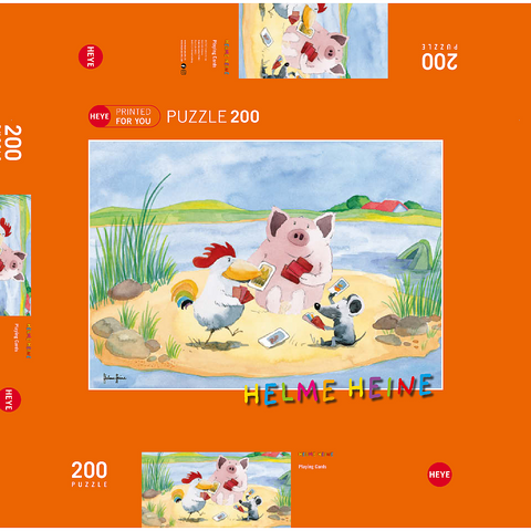 Playing Cards - Heine Drei Freunde beim Kartenspiel - Helme Heine 200 Puzzle Schachtel 3D Modell