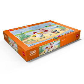 Alternative Darstellung des Puzzle-Motivs Playing Cards - Heine Drei Freunde beim Kartenspiel - Helme Heine – Puzzleteile: 500