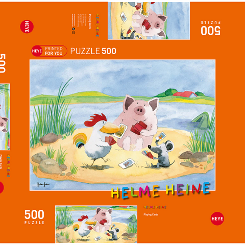 Playing Cards - Heine Drei Freunde beim Kartenspiel - Helme Heine 500 Puzzle Schachtel 3D Modell