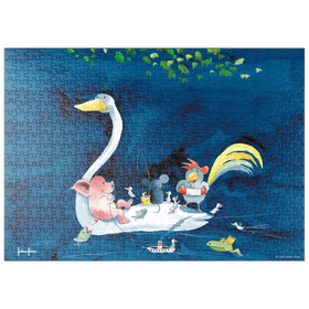 Darstellung des Puzzle-Motivs By The Lake - Heine Drei Freunde am See - Helme Heine – Puzzleteile: 500