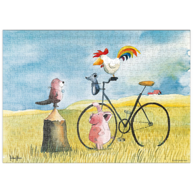Darstellung des Puzzle-Motivs On Tour - Heine Drei Freunde auf Tour - Helme Heine – Puzzleteile: 500