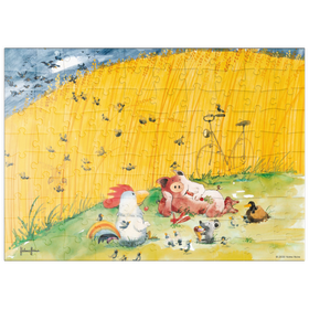 Darstellung des Puzzle Motivs At The Picnic - Heine Drei Freunde beim Picknick - Helme Heine - Puzzleteile: 100