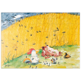 Darstellung des Puzzle-Motivs At The Picnic - Heine Drei Freunde beim Picknick - Helme Heine – Puzzleteile: 200
