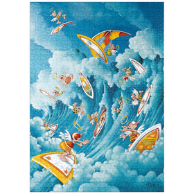 Darstellung des Puzzle Motivs Surfing in Heaven - Michael Ryba - Cartoon Classics - Puzzleteile: 1000